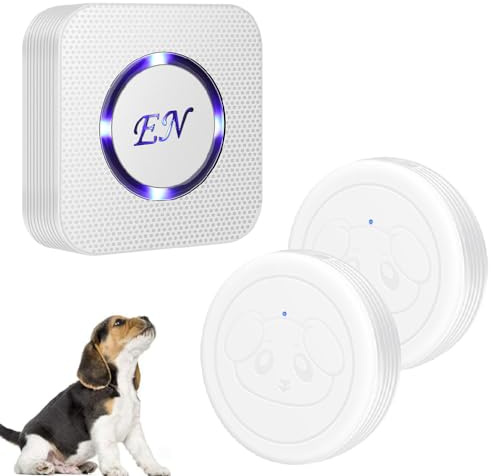 EverNary Dog Doorbell Wireless Dog Door Bells for Potty Training Doggie Door Bell with Waterproof Touch Button Dog Bells Included 1 Receiver and 2 Transmitters (White)
