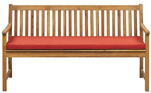 Gartenbank FSC Akazienholz Hellbraun 160 cm mit Auflage dunkelrot Vivara