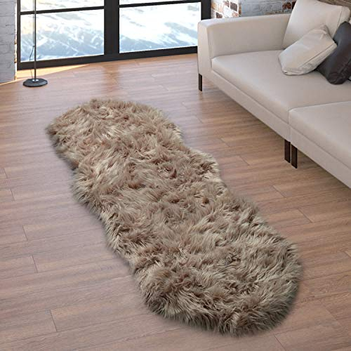 Paco Home Kunstfell Fellteppich Imitat Sitzkissen Herzform Rund Verschiedene Formen, Beige, Grösse:55x160 cm Fell-Form