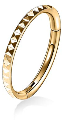 hengkaixuan 16G Pyramid Pattern Designed Nasenringe Septum Ohrmanschette Helix Clicker Scharnierring 316L Surgical Steel Segment Knorpel Ohrringe Hoop Daith Piercing Schmuck