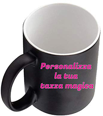 Tazza Magica Nera in Ceramica termosensibile Personalizzabile con Foto e Testi