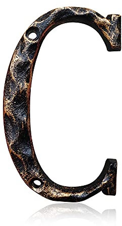 Hausnummern & Buchstaben, gut sichtbare Gusseisen-Metall, Haus-Adressnummer für Street Office Briefkasten, antikes Messing (Buchstabe C)