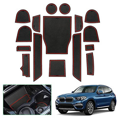 GAFAT B-M-W X3 G01/X4 G02/ iX3 2019-2022 2023 Anti-Slip Mats, Rubber Mats for Centre Console Armrest Cup Holder Door Seam, Compatible with BMW X3 X4 Accessories (Red)