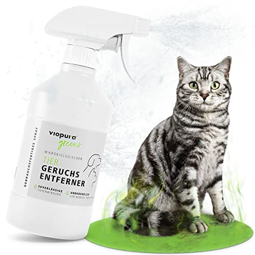 viopura mikrobiologischer Tier Geruchsneutralisierer (500ml gebrauchsfertiges Spray) – effektiv gegen Tiergerüche Katzenurin Geruchsentferner Hund – dermatologisch getestet – Enzymreiniger Tierhaltung