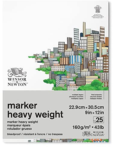 Winsor & Newton - 160g, 23x31cm (25 Blatt, chlor- und säurefrei, alterungsbeständig, für alle Arten von Markern auf Alkoholbasis)