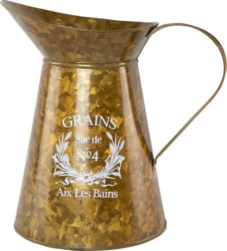 Divas World Tin Pitcher Antique Brass Planter Pot Garden Flower Decoration Outdoor Indoor Ornaments Plants Herb Lightweight Freestanding Unique Jug Gift