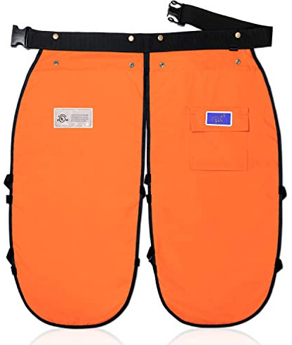 ZELARMAN Chainsaw Chaps,Chainsaw Safety Apron,Chainsaw Protection Pants with Adjustable Belt&Pocket,Forestry Protective Gear, (Polyester Cotton) orange, Medium: 36-38