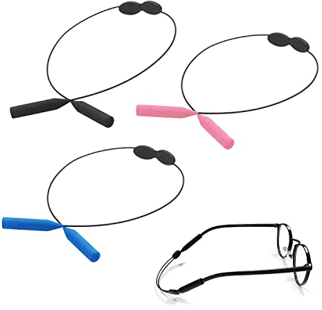 BEIIEB 3er-Pack verstellbare Brillenbänder, Sportbrillenbänder, Brillenzubehör, elastische Silikon-Brillenbänder, rutschfeste Brillengestelle, benutzt für Lesebrillen, Schutzbrillen, Sonnenbrillen.