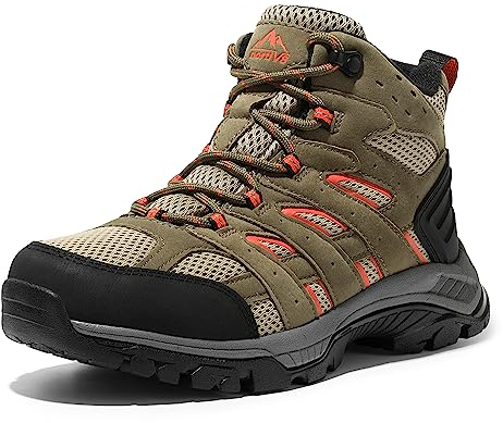 NORTIV 8 Damen Wanderschuhe Trekkingschuhe Atmungsaktiv Schuhe Outdoorschuhe rutschfeste Hiking Boots Wanderstiefel,Size 40,Braun/Orange,SNHB2212W