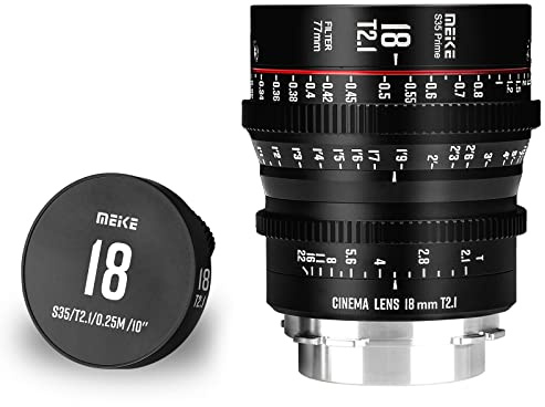 MEKE 18 mm T2.1 Super 35 Prime Manueller Fokus Kinoobjektiv für PL-Mount Cine Kamera, kompatibel mit C700 PL, ARRI Amira, Alexa Mini usw.
