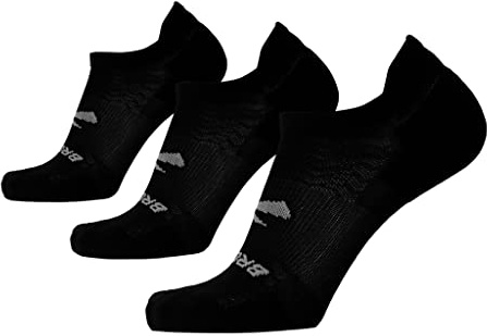 Brooks Run-In No Show Socks I Men & Women Performance Athletic Running Socks I Comfort Fit (3-Pack Set) - Black - Large