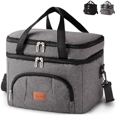 23L Bolsa Térmica Porta Alimentos Bolsa de Enfriamiento Bolsa de Almuerzo Portátil Bolsa De Aislamiento alimentos/Bebidas Bolsa Nevera para adecuado Adulto Niños (Gris)