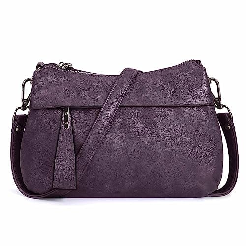 HUA ANGEL Tendance Sac à Main Pour Femme En Cuir Souple Lavé Avec Multi-Poches Antivol Petit Sac à BandoulièRe Sacoche Femme En Cuir Pour Voyage Travail SoiréE Quotidien