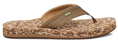 Sanuk Men's Ziggy Flip-Flop, Khaki Multi, 8 UK