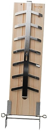 SANTOS Flammlachshalter mit Brett - Flammlachs - Einstellbarer Neigungswinkel - Edelstahl Halterung, Flammlachsbrett, Lachsbrett - Feuerschale & Grill