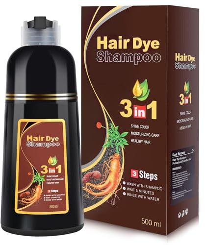 IIIMEIDU Dark Brown Hair Dye Shampoo 3 in 1 for Gray Hair