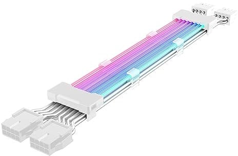 Pinafresa PC Case PSU Extension ARGB Cable ATX 2X8PIN PCI-E GPU Neon Color Line ARGB Streamer Transfer Graphics Card Power Cable Easy Install