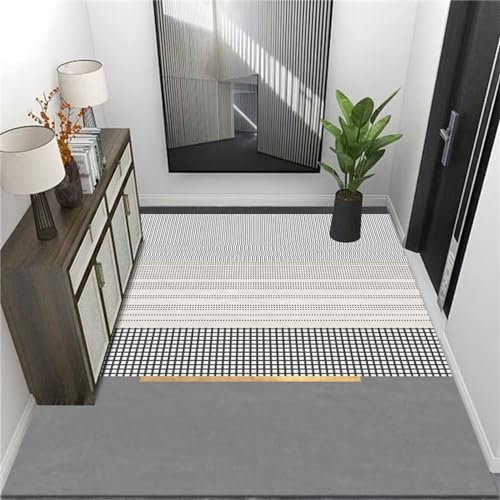 AU-OZNER auslegware teppichboden Grauer Teppich, Küche, leicht zu reinigen, Couchtisch, einfacher Teppichflickenteppich waschbar,grau,60x90cm