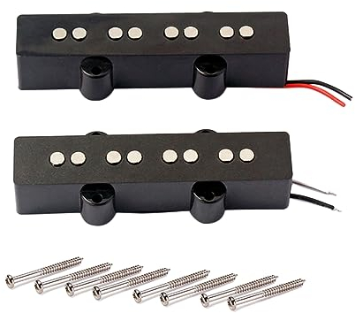 TOYANDONA 4-saitiger Bass Tonabnehmer Satz Bridge Und Hals Pickup Für Jazz Jb Bassgitarre Offener v Wachsversiegelt Mit Schrauben Federn Schwarz