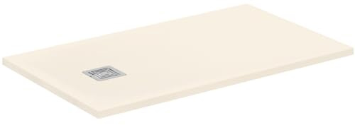 Ideal Standard - Ultra Flat S+, Receveur de douche rectangulaire ultra-mince en résine effet pierre, 120x70cm, Ideal Solid, Drain côté court, Sable