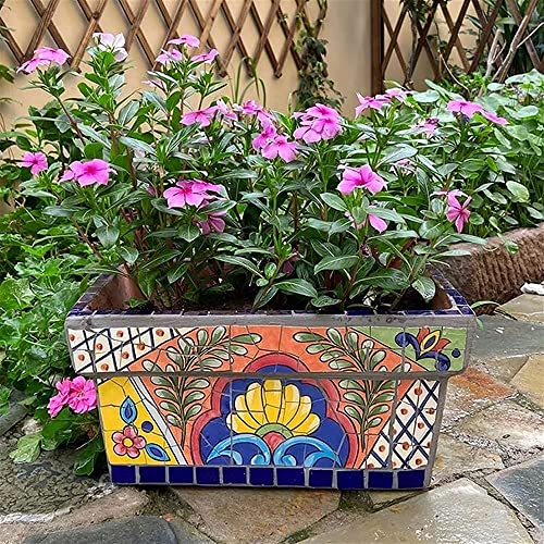 Blumentöpfe Mexiko-Mosaik-Keramik-Blumentopf, buntes Prozessmuster, Blumentopf, externe Pflanzgefäße, Landschaft, Bonsai, Villa, Gartendekoration, Outdoor-Blumentopf, übergroßes Geschenk ( Size : 30*1