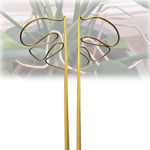 Pflanzenstütze in Monstera-Form, wiederverwendbarer, stabiler Pflanzenstamm-Stützhalter aus Legierung, Pflanzenstütze for Zimmer- und Gartenpflanzen, einschließlich Blumen, Kräuter und Gemüse/457(Gold
