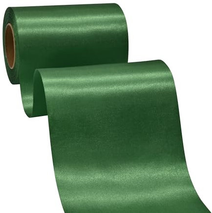 BVIEAKD Breite Forest Green Satinband 10cm x 22m Solid Fabric Band zum Schneiden Zeremonie Kit Grand Opening Hochzeit Geburtstag Party Dekoration Bögen Stuhl Schärpe