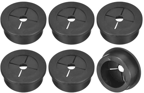 QUARKZMAN 6 Pcs Passe-Câble pour Cordon, 28mm Passe-Câble de Bureau en Caoutchouc Flexible Grommets de Fil Cache-Trou pour Bureau Organisateur de Câbles d'Ordinateur, Noir