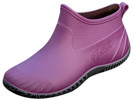 Stivali da pioggia da donna stivali da pioggia da donna stivali di gomma alla moda scarpe da pioggia antiscivolo scarpe da pioggia carino stivali da pioggia per le donne, Viola, 38 EU