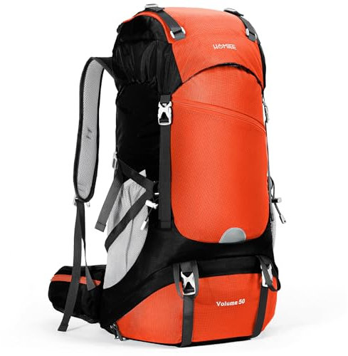 HOMIEE 50L Waterproof Hiking Backpack for Men Women, Lightweight Trekking Backpack with Rain Cover, Large Camping Rucksack for Outdoor Sports Travel Hiking Cycling Climbing Mountaineering