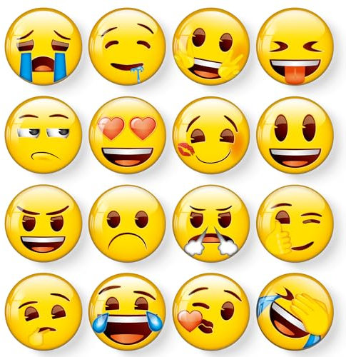 MORCART 16pcs Fridge Magnets - Cute Emoji Refrigerator Magnets for Locker, Whiteboard, Decorative Classroom, Kitchen, Office Gifts