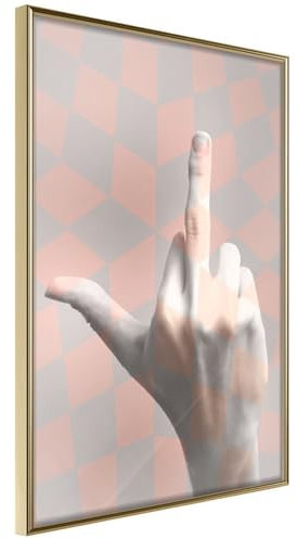 KunstLoft Poster 'Middle Finger' 20x30cm | Goldener Bilderrahmen | Full-HD-Druck auf hochwertigem Papier