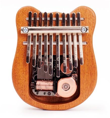 10 Key Sapele Wood Kalimba Thumb Piano mit Metal Keys Tragbarem Instrument für Reisen Lernen und Musik mit Musikboxmechanismus Spielen Ein Großartiges für Musikliebhaber (Chinchillas) (Kleiner Bär)