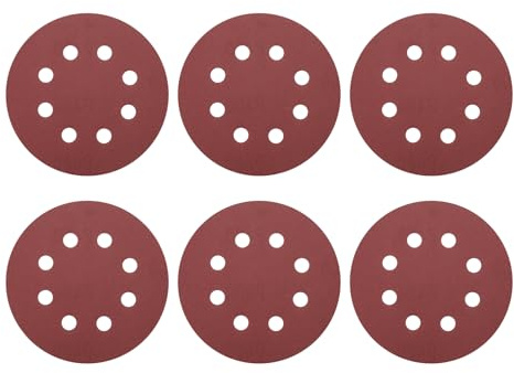 sourcing map 20 Pcs 125mm (5 Inch) Sanding Discs, 400 Grit Hook and Loop Sandpaper, 8-Hole Aluminum Oxide Orbital Sander Sandpaper for Woodworking Automotive Metal Polishing, Red
