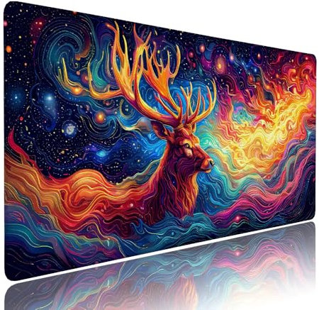 Grand Tapis de Souris XXL Couleur Tapis Bureau avec Base Anti-Dérapage, Design Durable et Imperméable, sous Main à Bords Cousus Clavier Mouse Pad Abstrait 1200x600x3mm pour Gamer PC Portable d-95