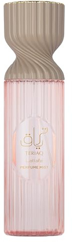 Lattafa Teriaq Perfume Mist 250ml – Spicy-Sweet Body Spray with Pink Pepper, Caramel, Bitter Almond, Rose, Rhubarb, Vanilla, Musk, Vetiver, Labdanum & Leather