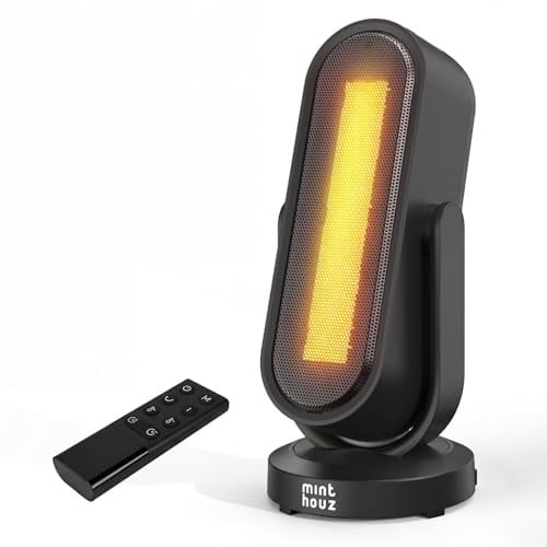 Minthouz Termoventilatore a risparmio energetico, in ceramica PTC, 3 modalità, timer da 8 ore, angolo di rotazione di 120°, termostato portatile, con protezione da surriscaldamento e ribaltamento, per