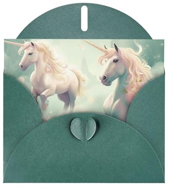 Einhorn-Weihnachtskarten, doppelseitiger Glitzer-Karton, Weihnachten, Geburtstag, Valentinstag, Hochzeit und Party-Einladungen, Umschläge im Lieferumfang enthalten