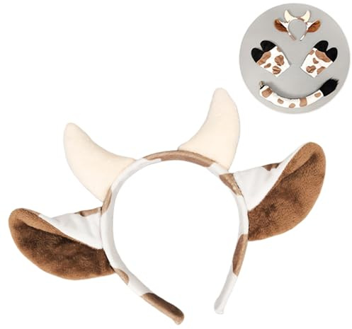 VOQGHTU Kuh Kostüm Damen, Kuh Erwachsene,Kuhs Ohren,Kuhs Haarreif Zubehör,Kuhohren,Stirnband, Handschuhe,Schwanz,Zubehör-set Für Kinder,Tiermilch,Kühe,Kostüme
