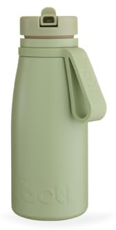 BOTL Evolution Stainless Steel, BPA/BPS Free, Insulated and Leakproof Straw Lid Water Bottle with Carrier, 350ml Hot and Cold Drinks (Green Flag)