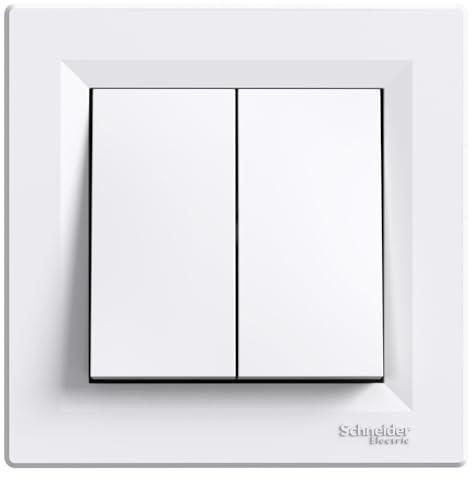 Conmutador doble 10AX 250V color blanco interruptor de pared empotrable incluye marco y mecanismo instalación eléctrica