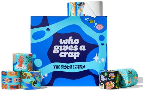Who Gives A Crap – Splash Limited Edition Premium Bamboo, Twice as Long, Toilet Roll, Box of 48 (3-Ply, 370 Sheets) Luxuriously Soft, Strong, Sustainable, Biodegradable & Plastic-Free