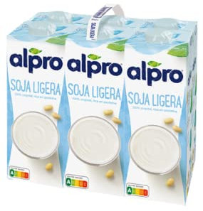 Alpro Bebida Vegetal de Soja Ligera - Pack de 6 x 1L