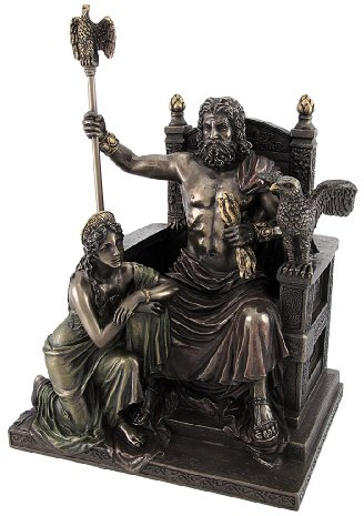Unbekannt bronziert Zeus und Hera bei der Thron Statue mit Farbiger Akzente