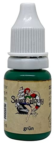 REACH-konforme Sailor Jerry Tattoofarbe Grün 10 ml. Made in GERMANY und mit Zertifikat, Tätowierfarbe, Tattoo Ink