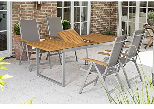 MERXX Gartenmöbel-Set 5-tgl. Cagliar Klappsessel, Ausziehtisch