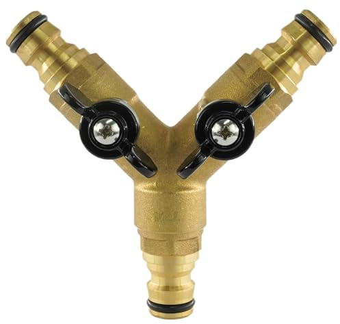 Fittingstore - Y-Verteiler Gartenschlauch 3-Wege Gardena kompatibel Schlauchverteiler Messing Kunststoff G 3/4 (3-Wege Stecker)