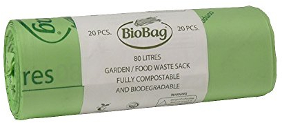 80 Litre x 20 BioBag Tie-Top Compostable Biodegradable Food/Garden Waste Sacks (80L) EN13432
