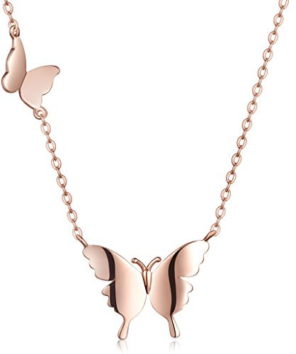 Unendlich U Collier pendentif femme en argent 925 la papillon élégant bijou de la clavicule couleur d'or rose