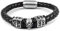 UrbanBijoux Bracelet homme cuir tressé et fleur de lys crane acier biker 22cm